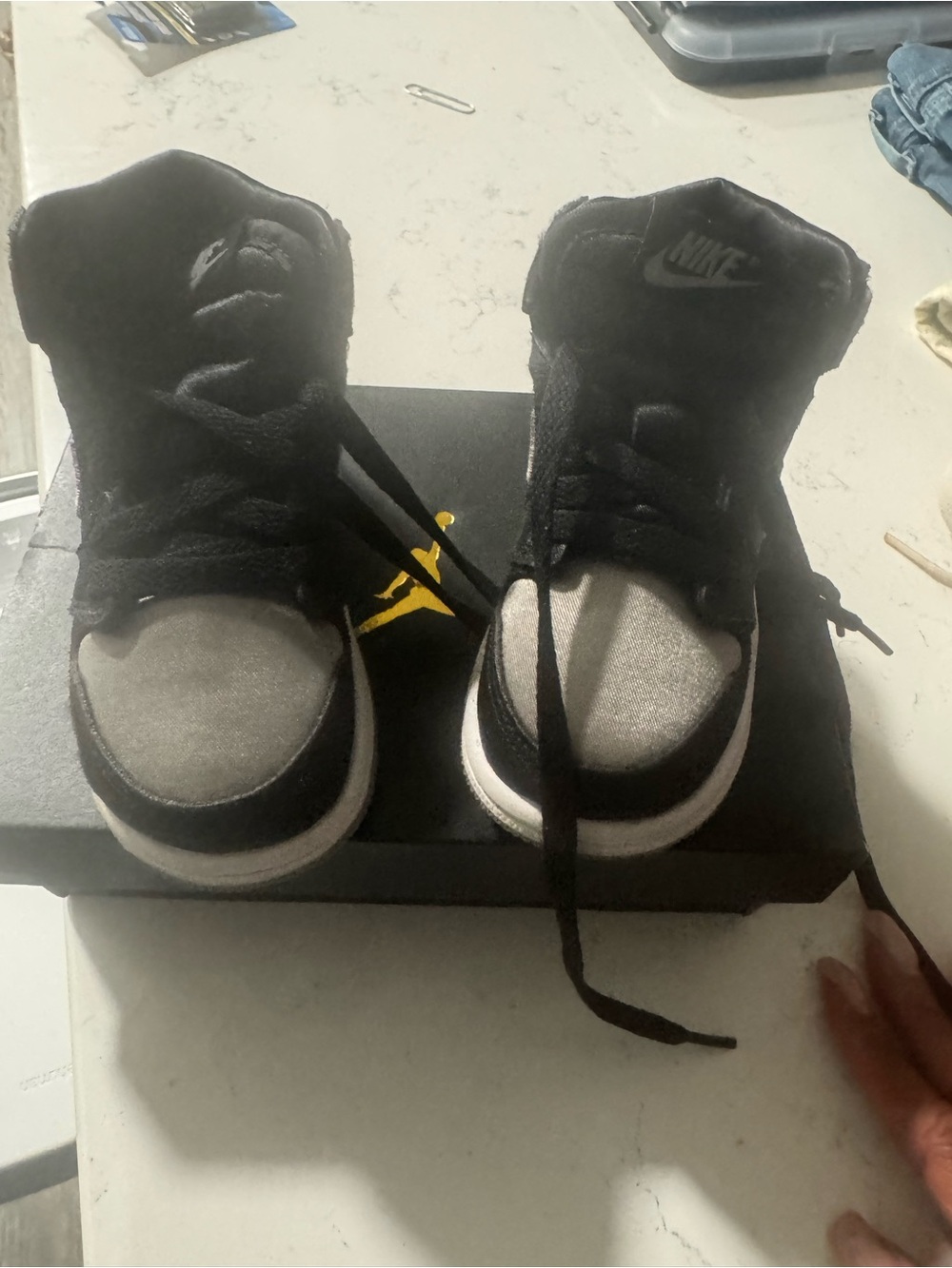 Jordan 1 Retro High OG Kids Black & Gray Satin High-Top Sneakers
